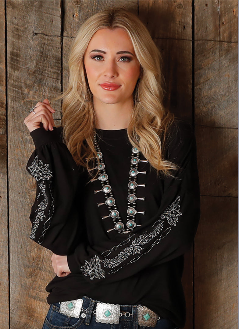 Outerwear Women’s Cruel Black Sweater Embroidered Sleeves CTK7458003