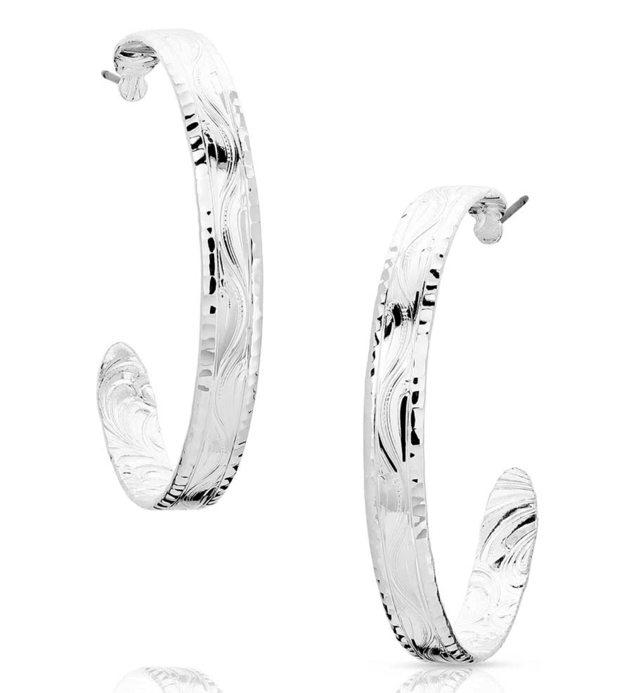 Jewelry Montana Silversmiths Timeless Elegance Chiseled Hoop Earrings ER5663 ER663G