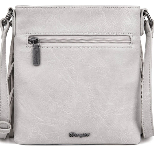 Purses Wrangler Leather Fringe Jean Denim Pocket Crossbody White WG44-8360BG