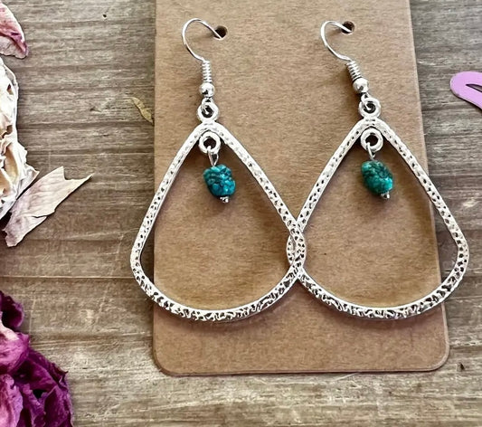 Turquoise Earrings Triangle Dangle 075