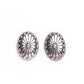 Jewelry Burnished Silver Studded Concho Earring w/ Turquoise Accent E651TQ