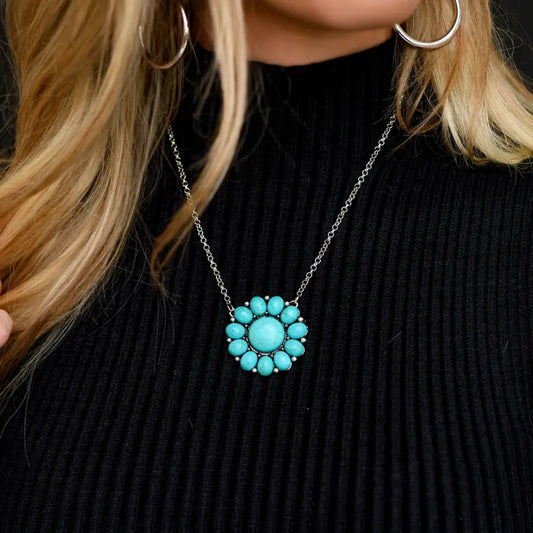 18" Turquoise Flower Necklace N1283