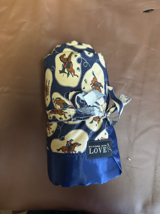 Accessories Bull By The Horns Retro Blue Baby Blanket