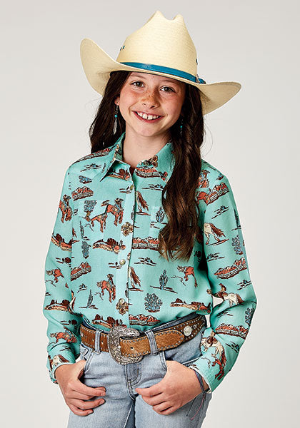 Shirts Girls Roper Long Sleeve Snap 03-080-0590-2007