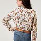 Shirts Girls Roper LS Snap Feather Print 03-050-0590-2036