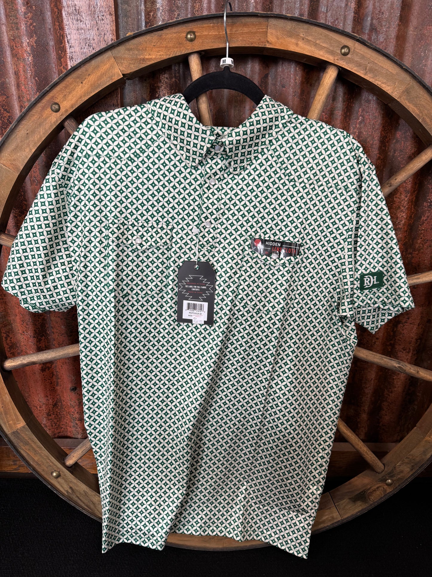 Shirts Men’s Red Dirt Polo Pearl Snap Green Abstract RDPSSGA