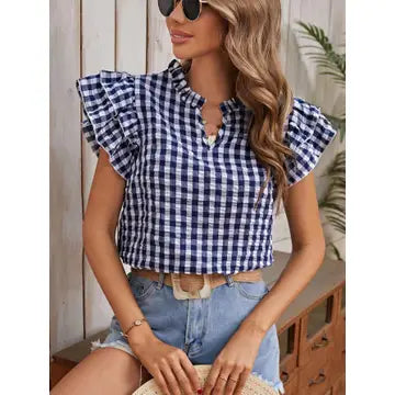 Women’s Blouse Gingham Blue W20507100