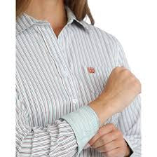 Shirts Women’s Cinch Tencel White Stripe MSW9164277