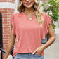 Women’s Shirt Shirt Sleeve Ruffle V Neck CWTTSO571