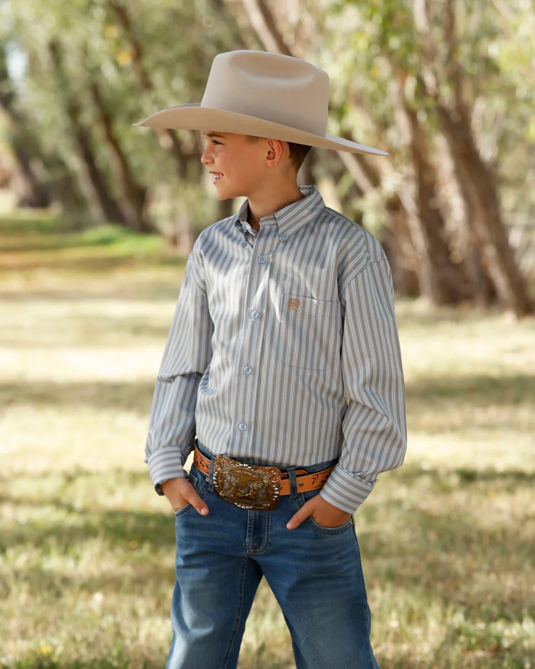 Shirts Boys Cinch Light Blue Stripe TENCEL MTW7060428