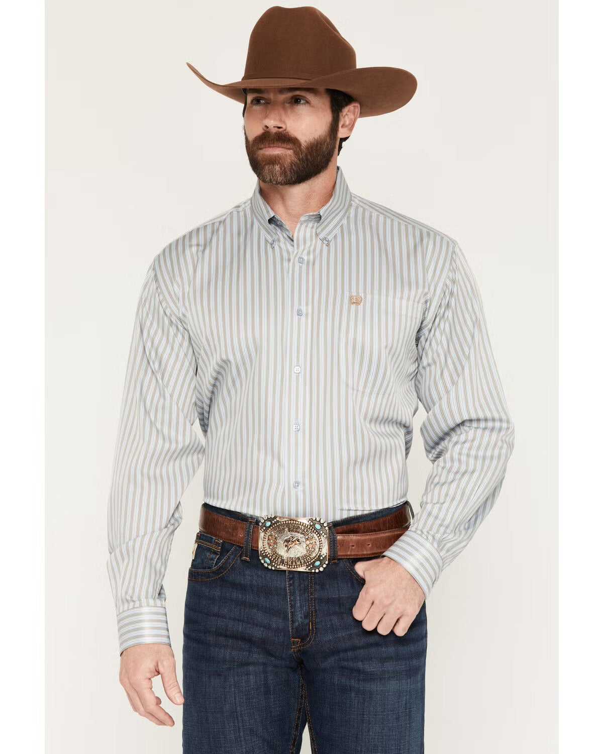 Shirts Men’s Cinch Long Sleeve Button Striped Tencel MTW1106153