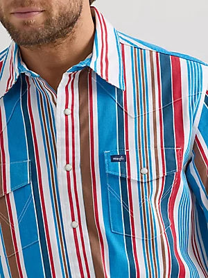 Shirts Mens Wrangler BRUSHPOPPER Light Blue Stripe 112360106