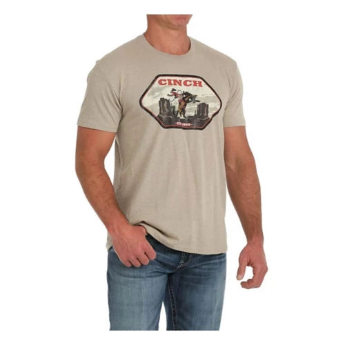 Shirts Men’s Cinch Short Sleeve Tee Khaki Bronc MTT1690662