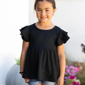 Shirts Girls Flutter Sleeve Peplum