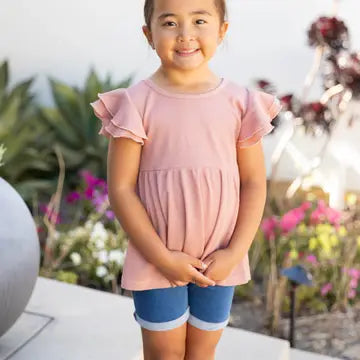 Shirts Girls Flutter Sleeve Peplum