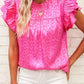 Shirts Women’s Leopard Print Ruffle Sleeve CWTBLSL0444