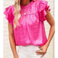 Shirts Women’s Leopard Print Ruffle Sleeve CWTBLSL0444