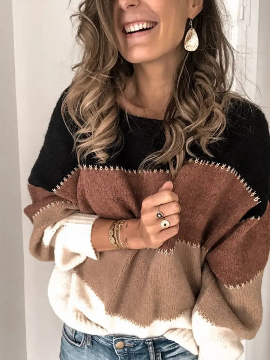 Outerwear Women’s Crew Neck Knitted Sweater CWOSWL3115