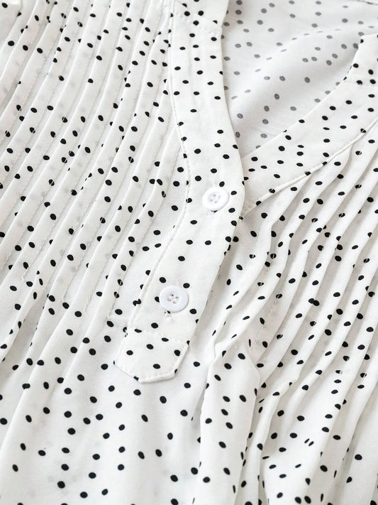 Shirts Women’s Ruffled V Neck Polka Dot RCJW05073