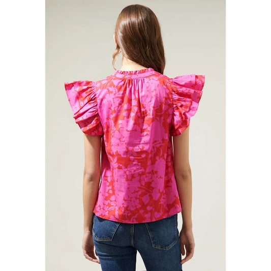 Shirts Women’s Floral Ruffle Sleeve STT17100P