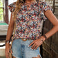 Shirts Women’s Floral Blouse Ruffle Sleeve W20507099