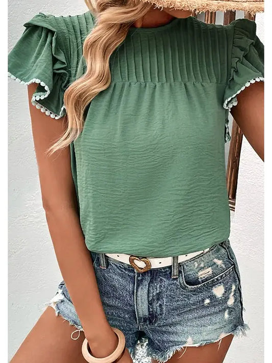 Shirt’s Women’s Mock Neck Ruffle Sleeve W20507319