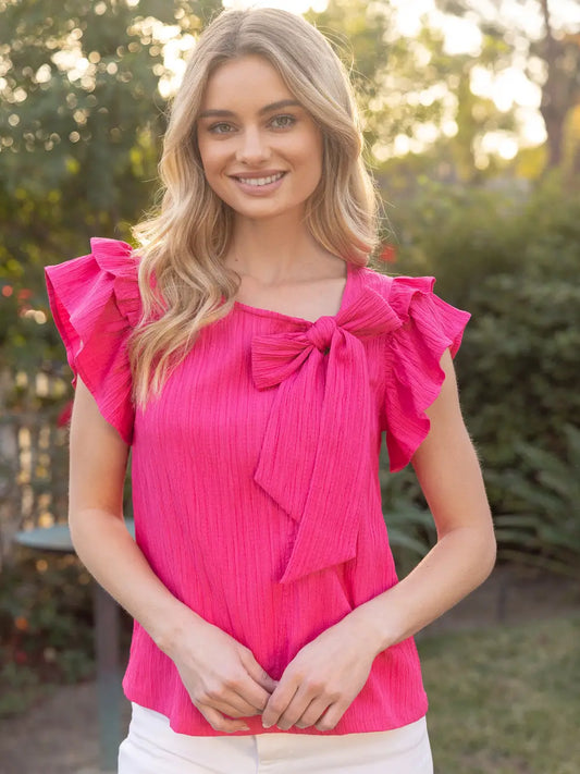 Shirts Women’s Ribbon Accent Ruffle Sleeve 35385