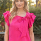 Shirts Women’s Ribbon Accent Ruffle Sleeve 35385