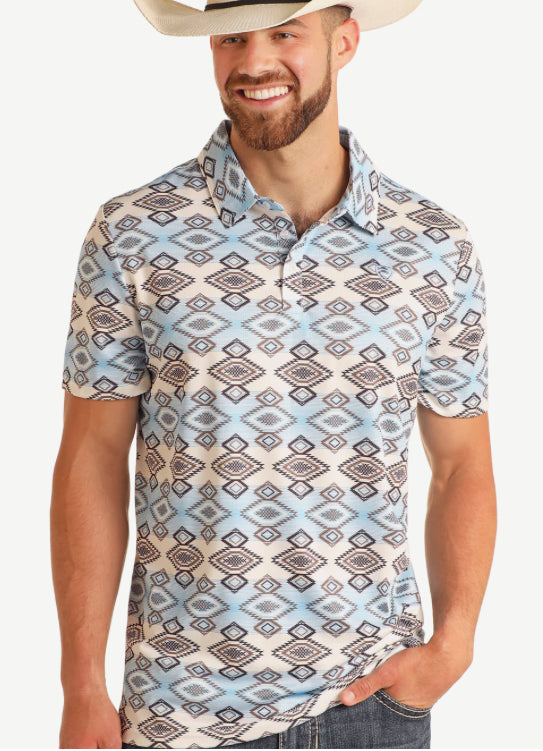 Shirts Men’s Rock&Roll Aztec Printed Polo White BM51T06010