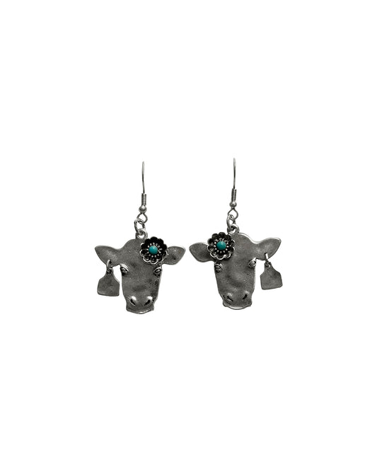 Jewelry Silver Strike Cow Head Earring D460020536