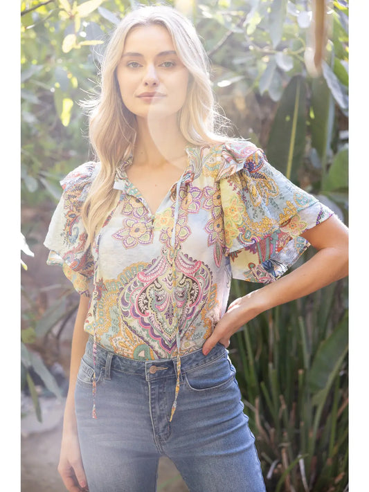 Shirts Women’s Double Ruffle Paisley 35272