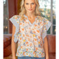 Shirts Women’s Ruffle V Floral Stripe Top 35289