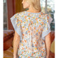 Shirts Women’s Ruffle V Floral Stripe Top 35289