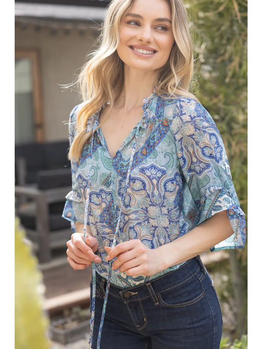 Shirts Women’s Paisley Front Self Tie 35384