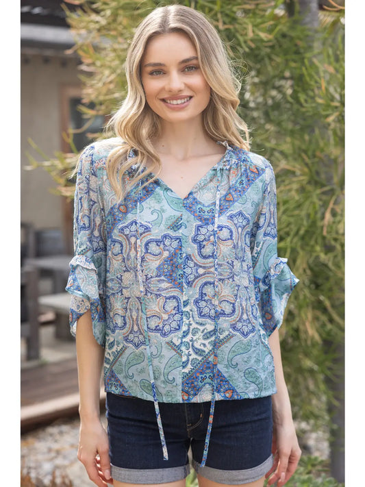 Shirts Women’s Paisley Front Self Tie 35384