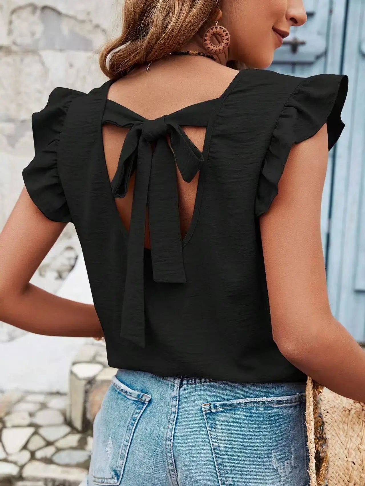 Shirts Women’s Tie Back Ruffle Blouse W20510221
