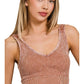 Shirts Women’s Stone Washed Ribbed V Neck NTW-6275A