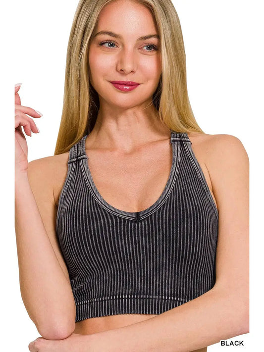 Shirts Women’s Stone Washed Ribbed Racerback Tank Top NTW-6293A