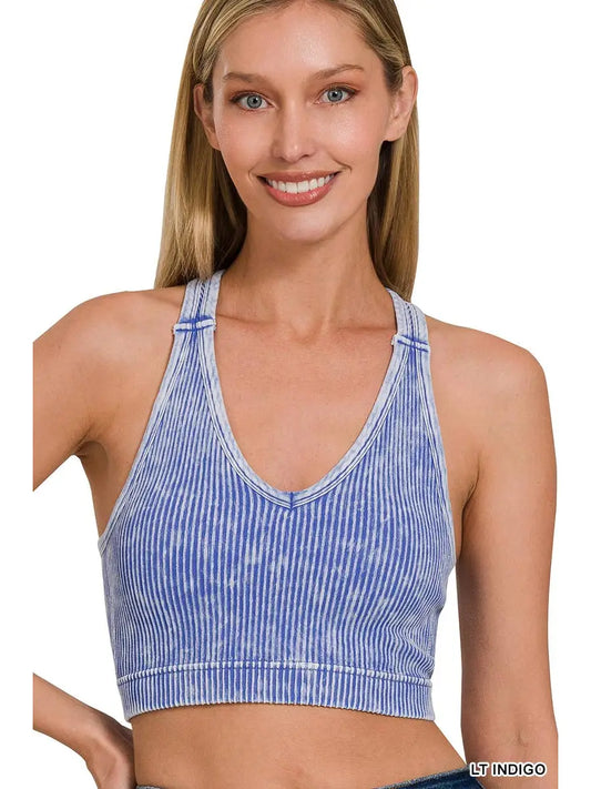 Shirts Women’s Stone Washed Ribbed Racerback Tank Top NTW-6293A