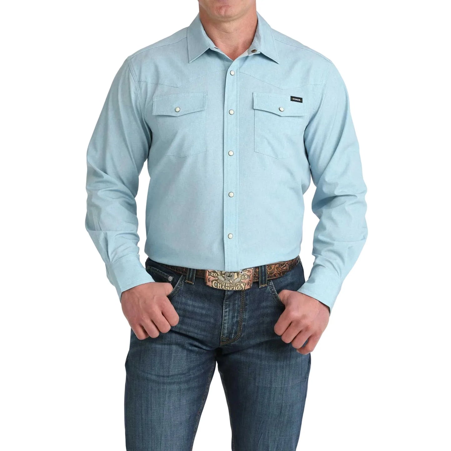Shirts Men’s Cinch Long Sleeve Camp Light Blue  MTW1403006