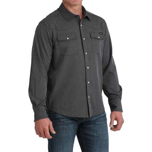 Shirts Men’s Cinch Long Sleeve Camp Charcoal Black  MTW1403007