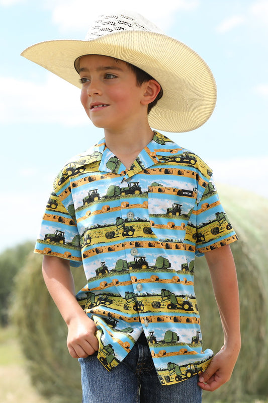 Shirts Boys Short Sleeve Tractor Print MTW7170002