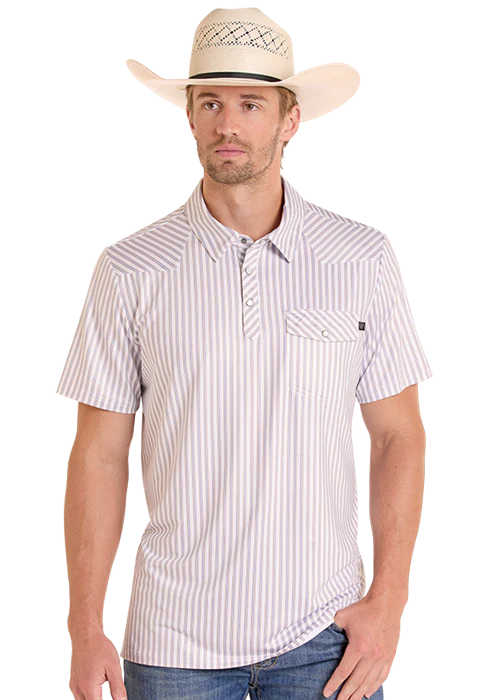 Shirts Men’s Rock&Roll Pearl Snap Stripe Polo BM51T09335