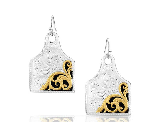 Jewelry Women’s Montana Silversmiths Cow Tag Earrings ER6504NFG