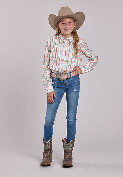 Shirts Kids Girls Rope Long Sleeve Checkers Stripe 03-080-0590-5060