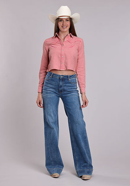 Shirts Women’s Long Sleeve Pink Denim Shirt 03-050-0592-5062