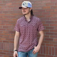Shirts Men’s Polo Red Dirt Maroon Floral RDPSSMF
