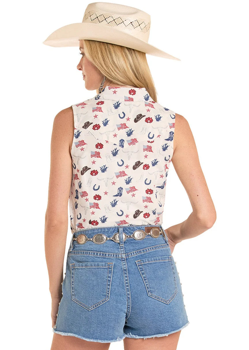 Shirts Women’s American Sleeveless Snap BWN0S08784