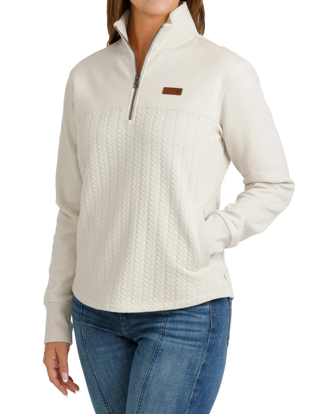 Outerwear Cinch Women’s 1/4 Zip Cream Quilted MAK9936001