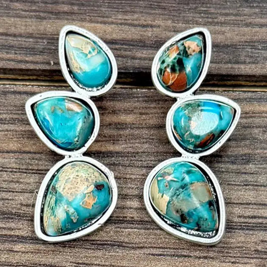 726613 Big 1.4” Western Gemstone Stud Earrings